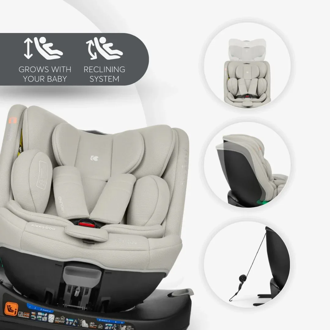 KikkaBoo® Car seat 360 i-Round i-SIZE (40-150 cm) Light Grey - Image 7
