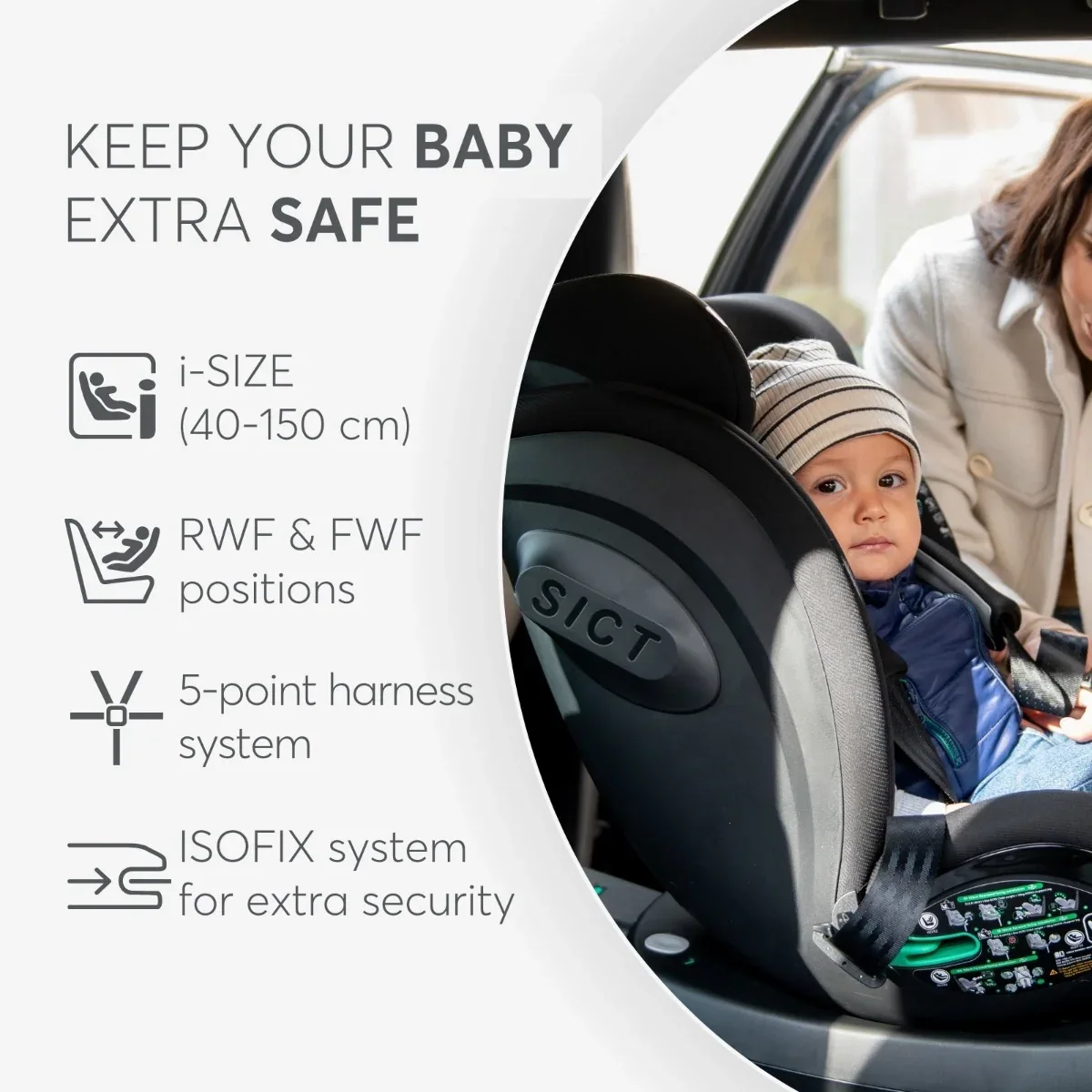 KikkaBoo® Car seat 360° i-Twist i-SIZE (40-150 cm) Dark Grey - Image 10