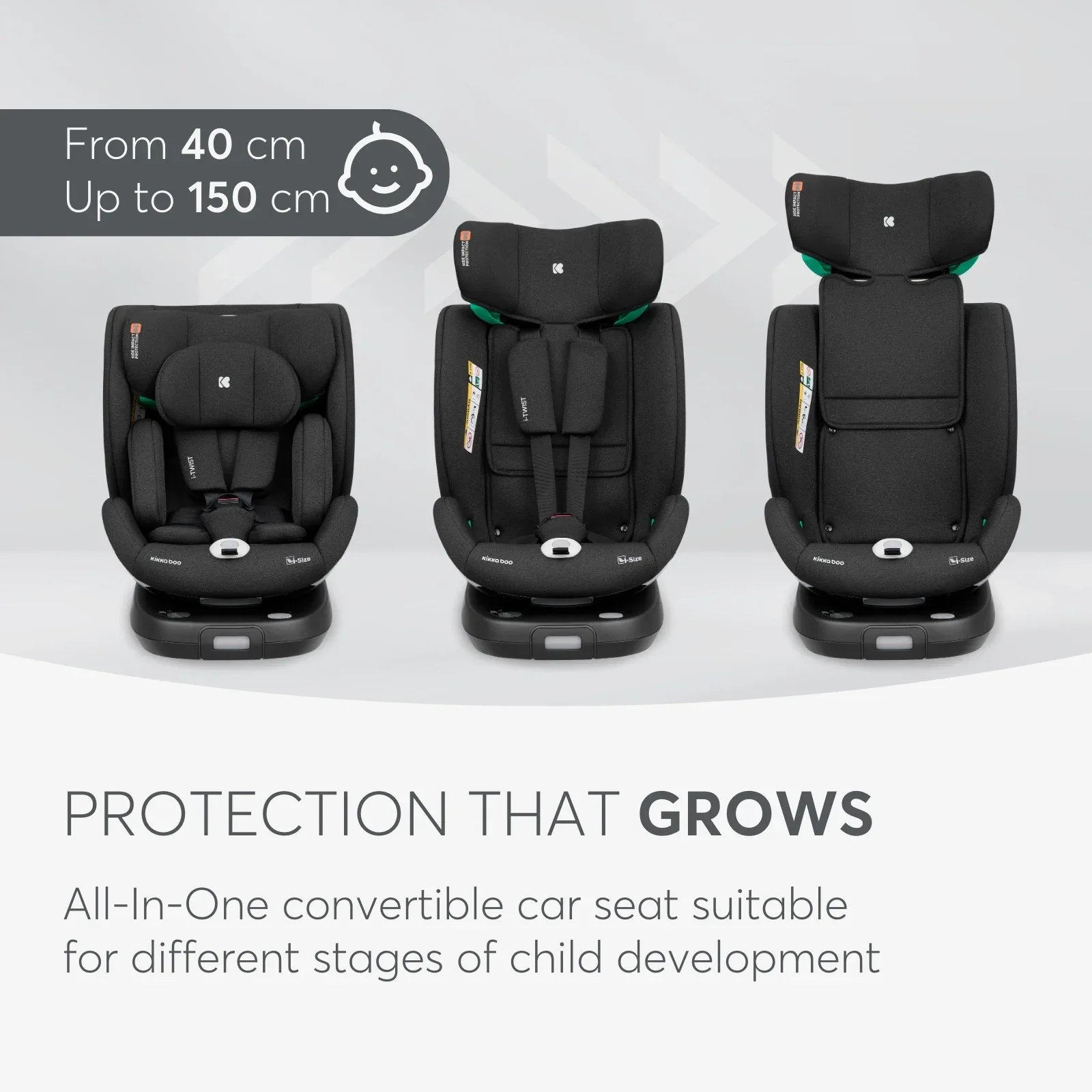 KikkaBoo® Car seat 360° i-Twist i-SIZE (40-150 cm) Light Grey - Image 4