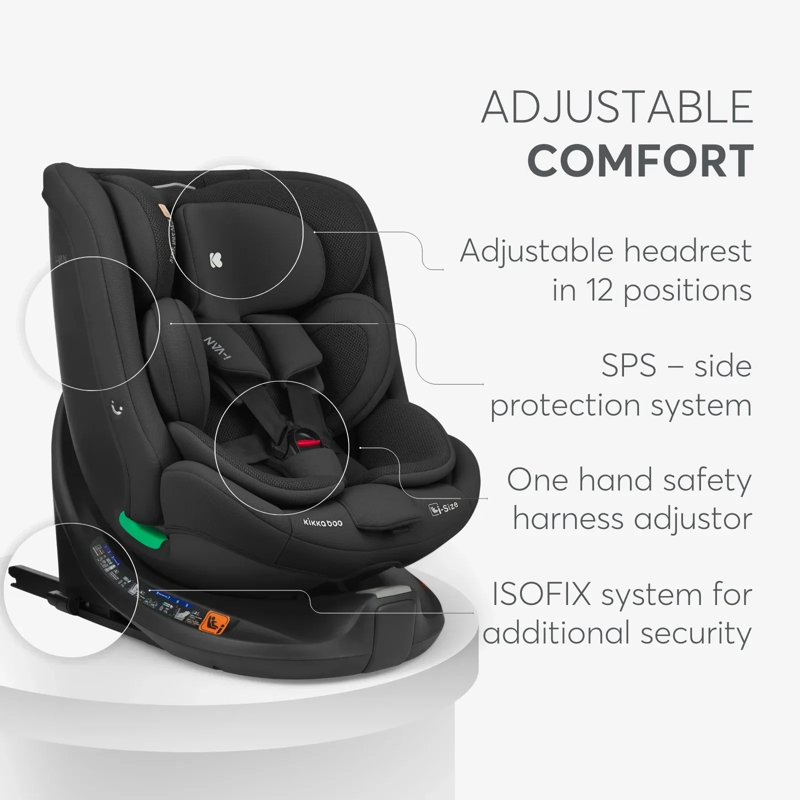 KikkaBoo® Car seat 360° i-Van i-SIZE (40-150 cm) Black - Image 10