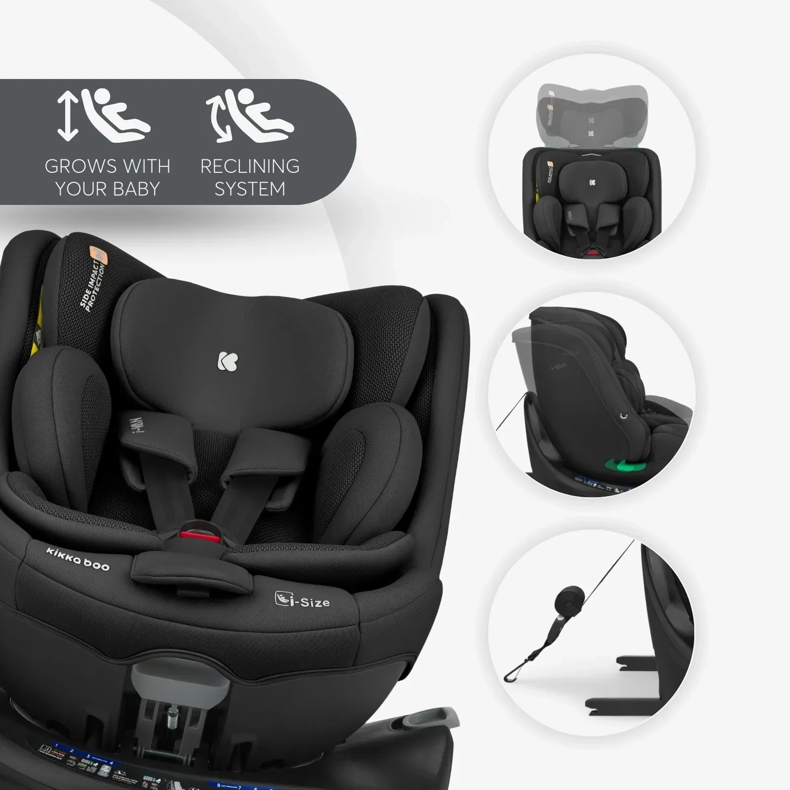 KikkaBoo® Car seat 360° i-Van i-SIZE (40-150 cm) Black - Image 8