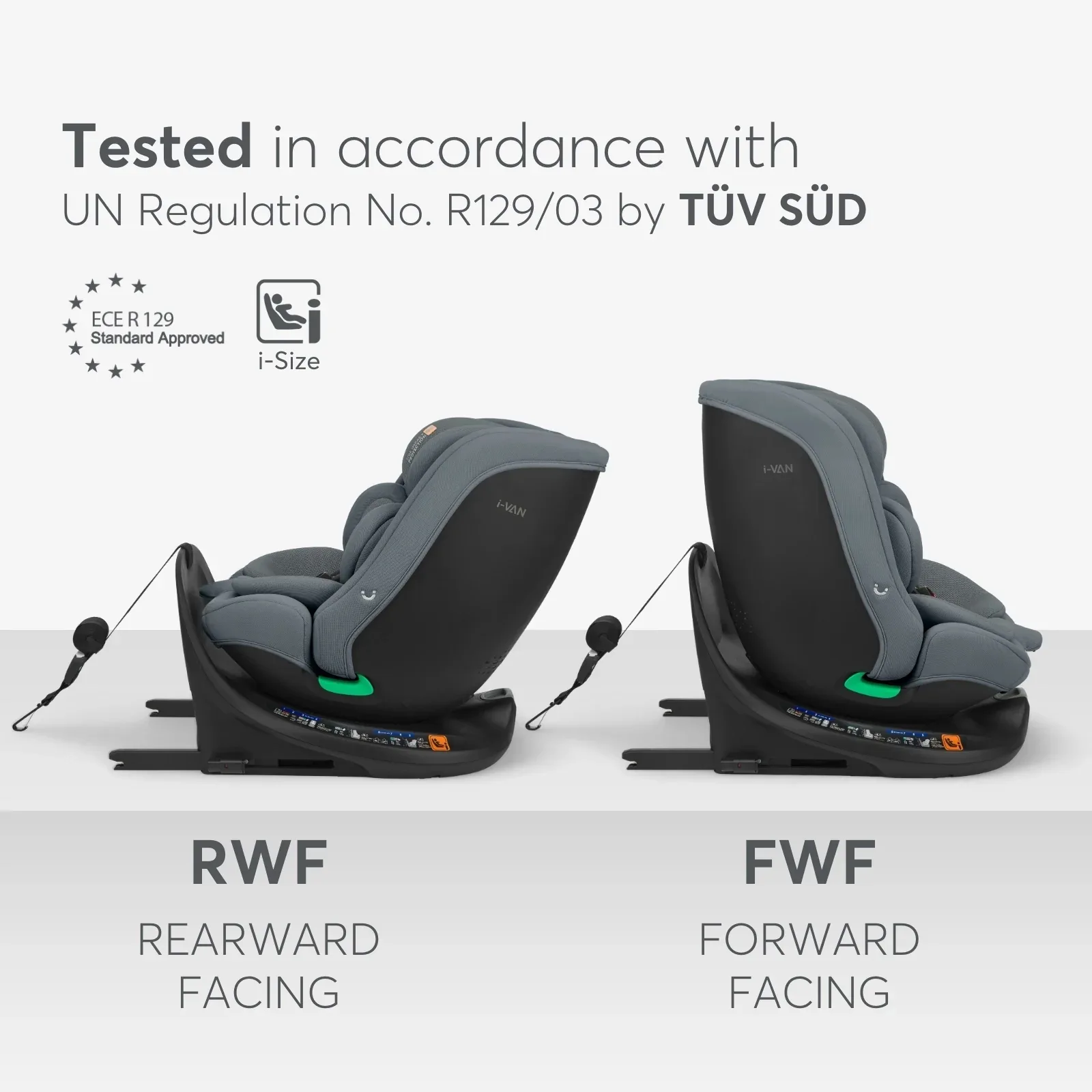 KikkaBoo® Car seat 360° i-Van i-SIZE (40-150 cm) Dark Grey - Image 8