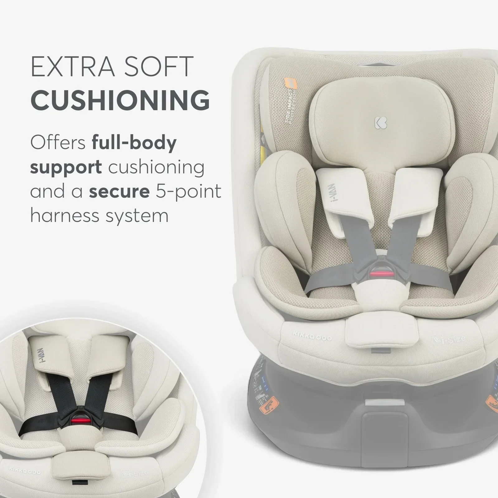 KikkaBoo® Car seat 360° i-Van i-SIZE (40-150 cm) Light Beige - Image 12