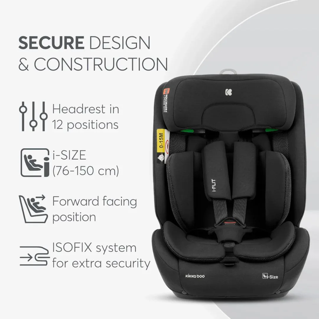 KikkaBoo® Car seat i-Cross i-Flit i-SIZE (76-150 cm) Black - Image 4