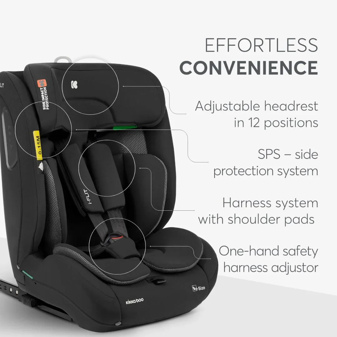 KikkaBoo® Car seat i-Cross i-Flit i-SIZE (76-150 cm) Black - Image 6