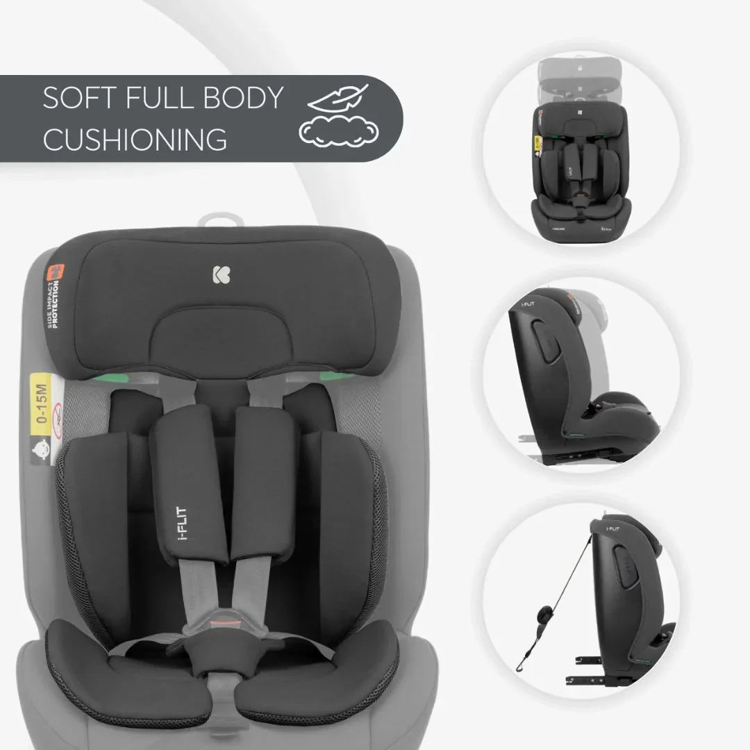 KikkaBoo® Car seat i-Cross i-Flit i-SIZE (76-150 cm) Dark Grey - Image 3