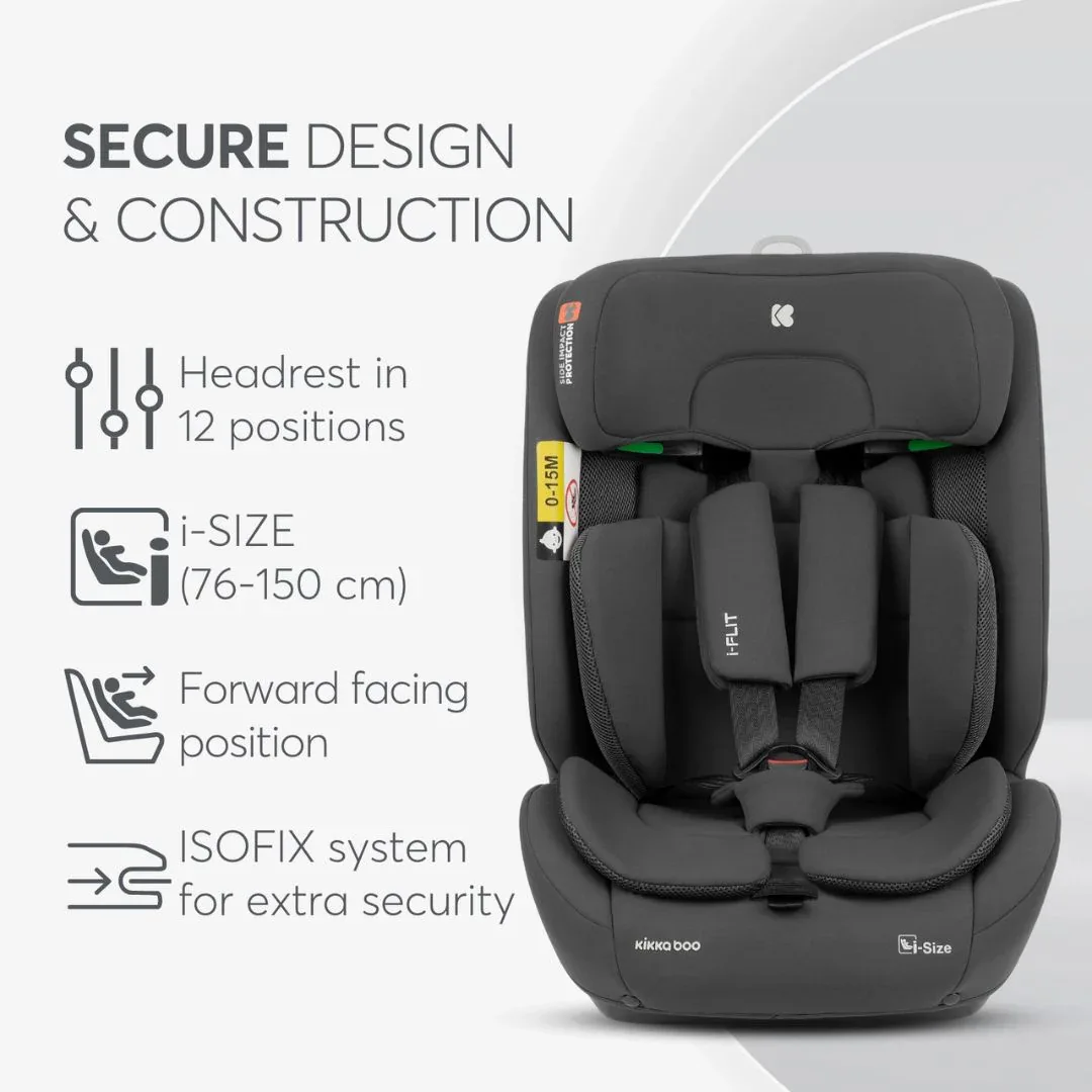 KikkaBoo® Car seat i-Cross i-Flit i-SIZE (76-150 cm) Dark Grey - Image 4