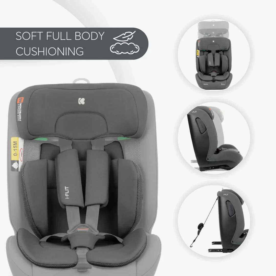 KikkaBoo® Car seat i-Cross i-Flit i-SIZE (76-150 cm) Light Grey - Image 3