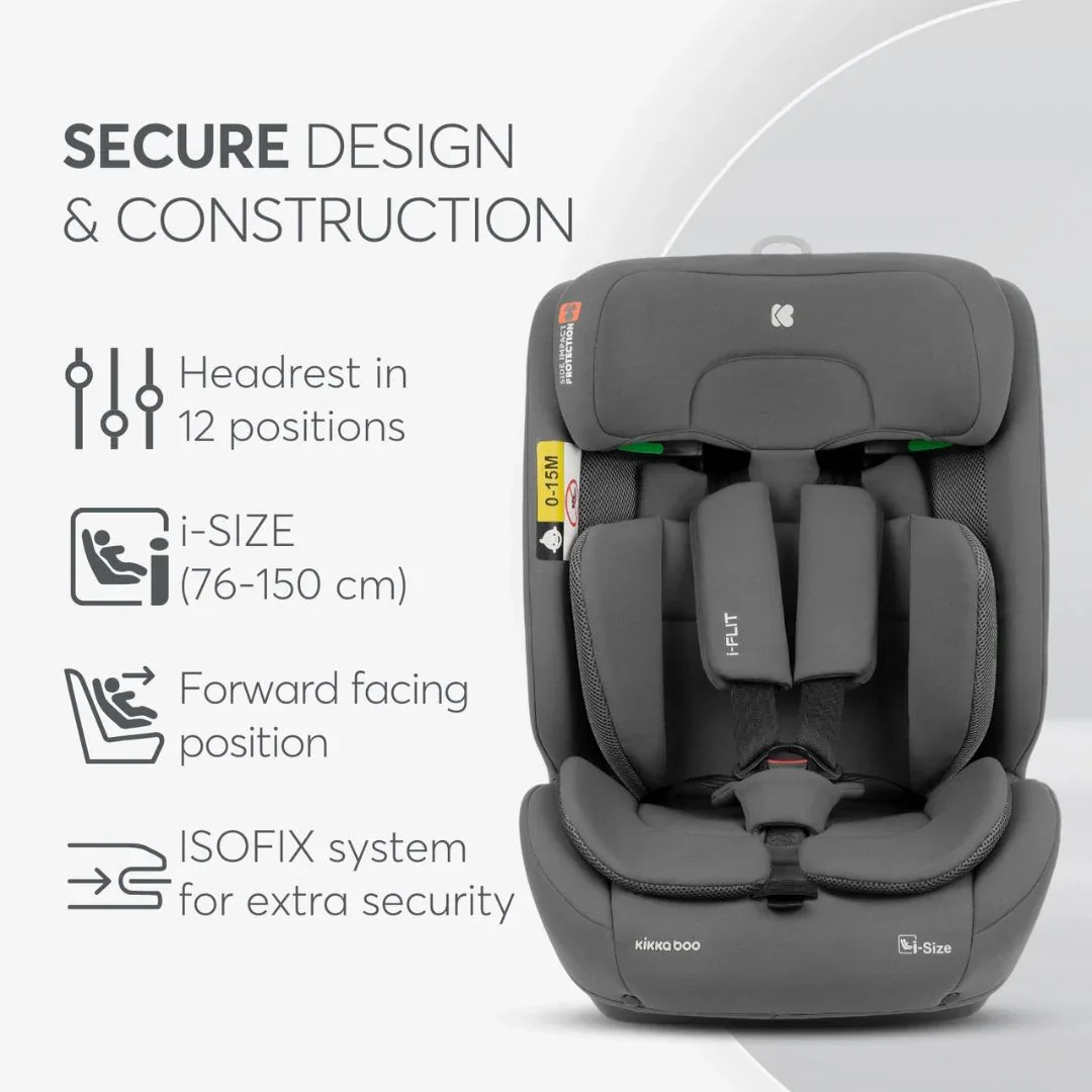 KikkaBoo® Car seat i-Cross i-Flit i-SIZE (76-150 cm) Light Grey - Image 4