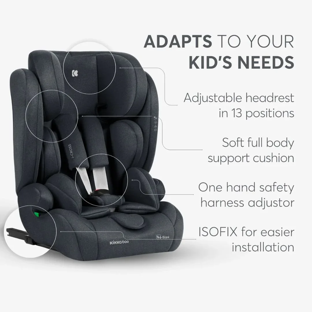 KikkaBoo® Car seat i-Cross i-SIZE (76-150 cm) Dark Grey - Image 8