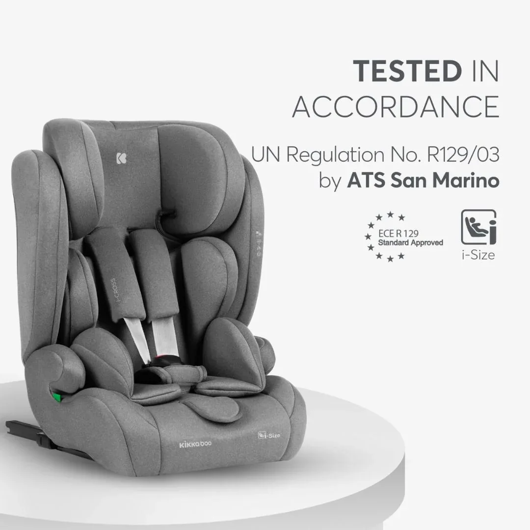 KikkaBoo® Car seat i-Cross i-SIZE (76-150 cm) Light Grey - Image 9