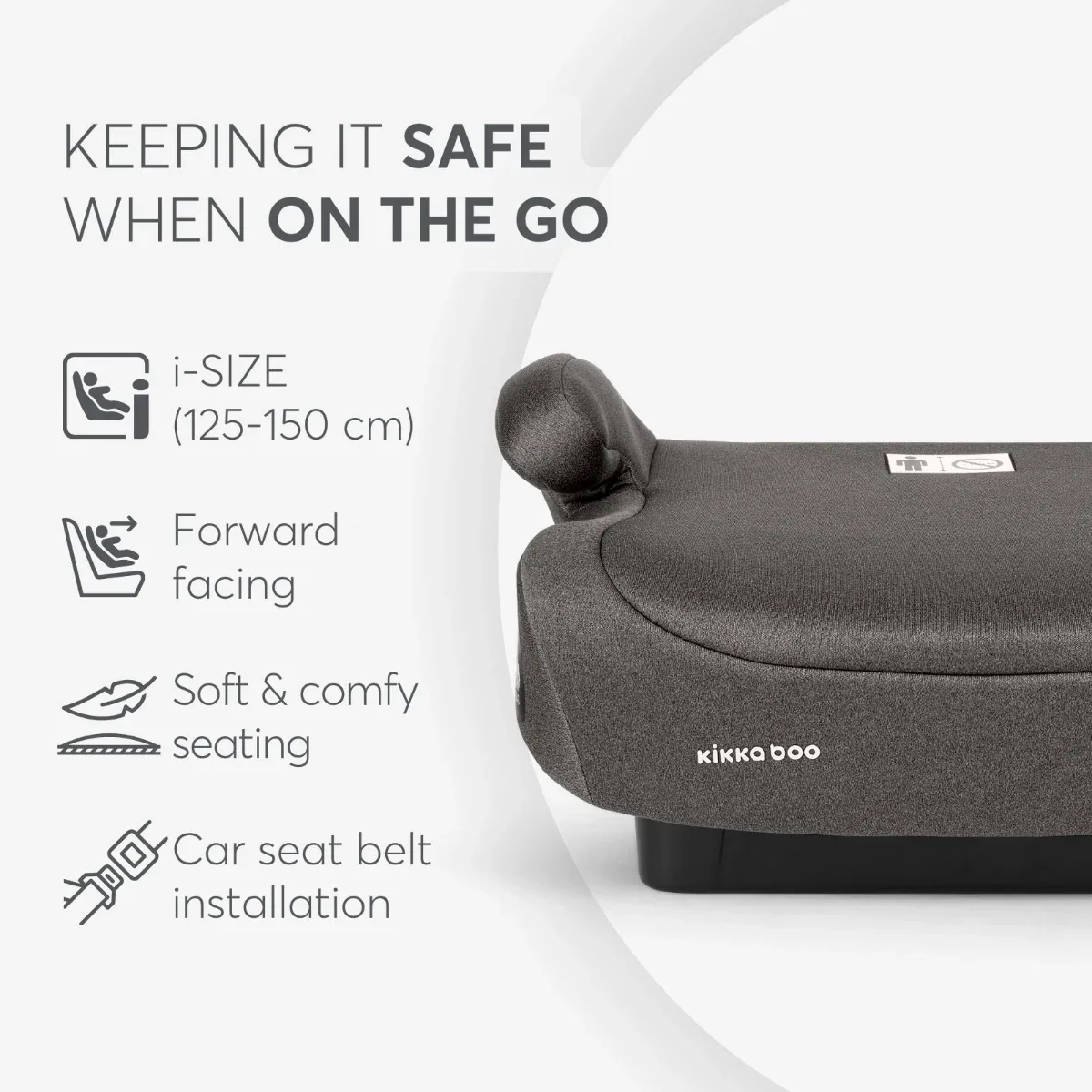 KikkaBoo® Car seat i-Go i-SIZE (125-150 cm) Brown - Image 3
