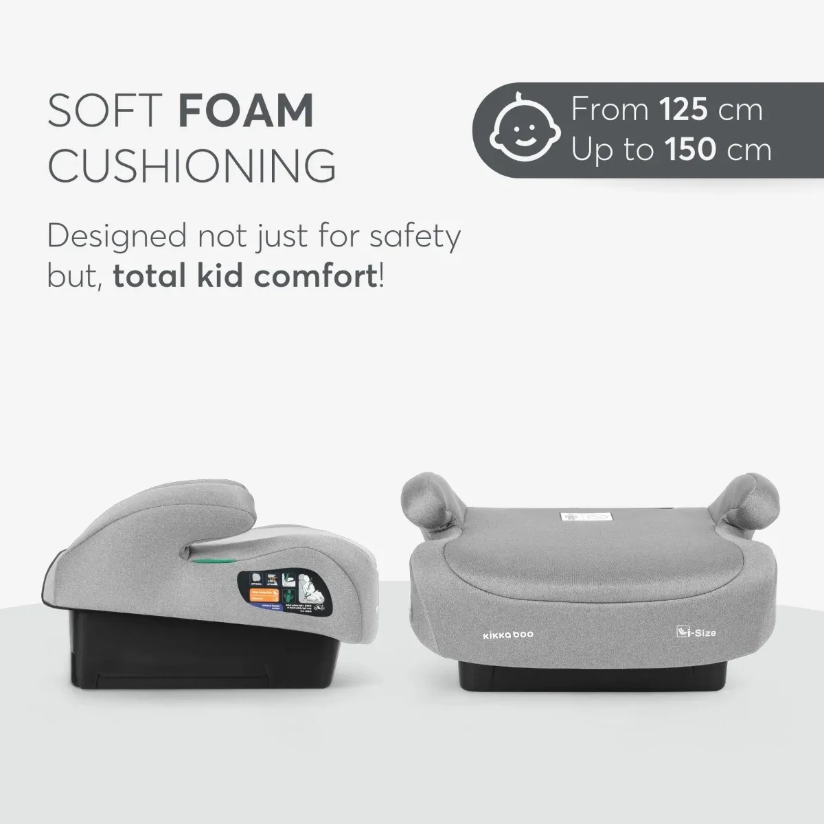 KikkaBoo® Car seat i-Go i-SIZE (125-150 cm) Light Grey - Image 4