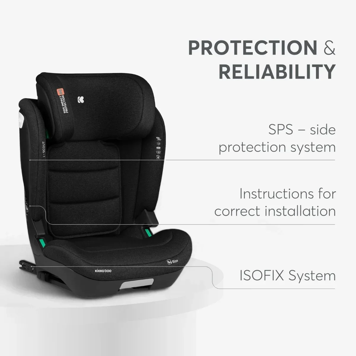 KikkaBoo® Car seat i-Scout i-SIZE (100-150 cm) Dark Grey - Image 7
