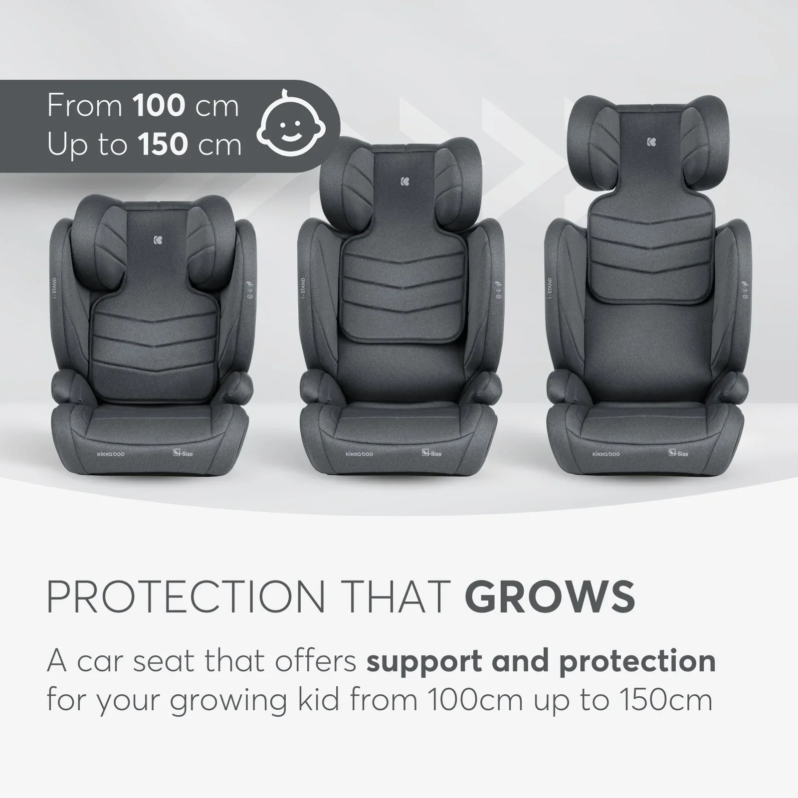 KikkaBoo® Car seat i-Stand i-SIZE (100-150 cm) Dark Grey - Image 5