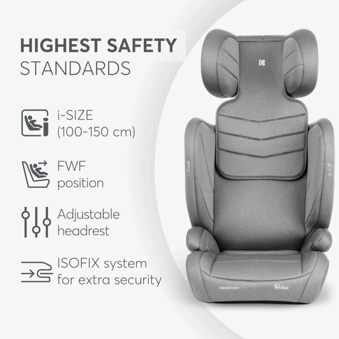 KikkaBoo® Car seat i-Stand i-SIZE (100-150 cm) Light Grey - Image 4