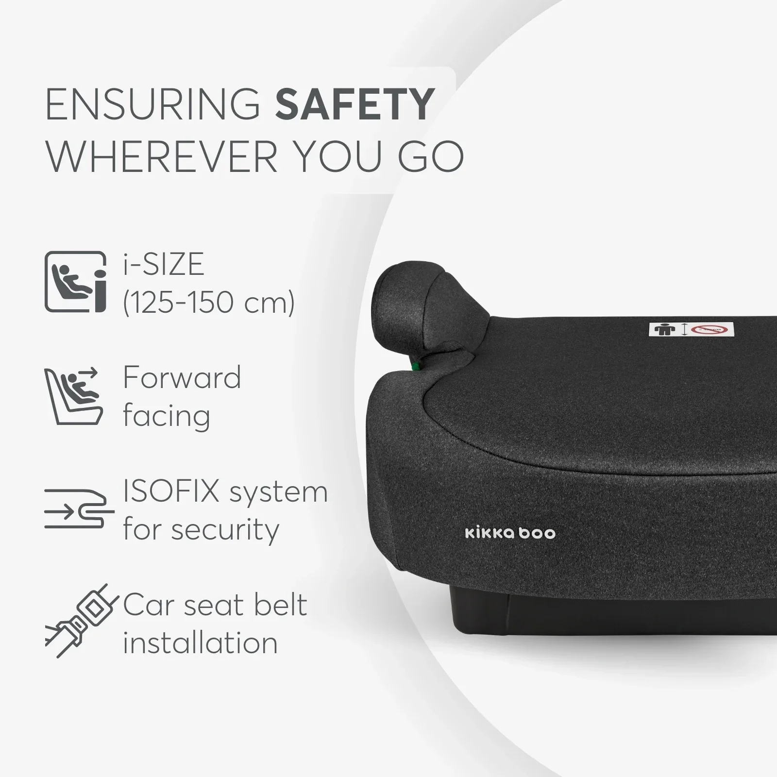 KikkaBoo® Car seat i-Tip i-SIZE (125-150 cm) Black - Image 4