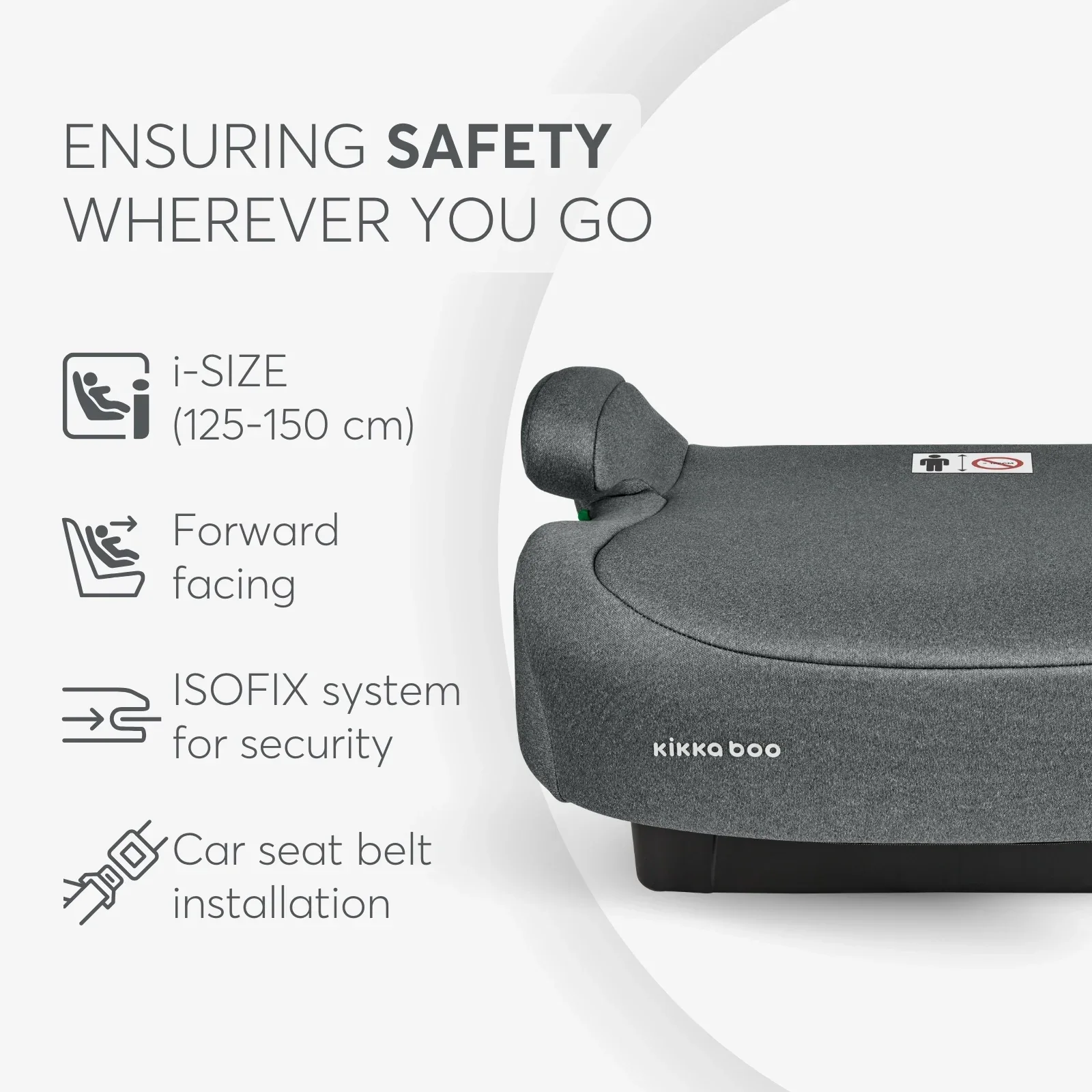 KikkaBoo® Car seat i-Tip i-SIZE (125-150 cm) Dark Grey - Image 5