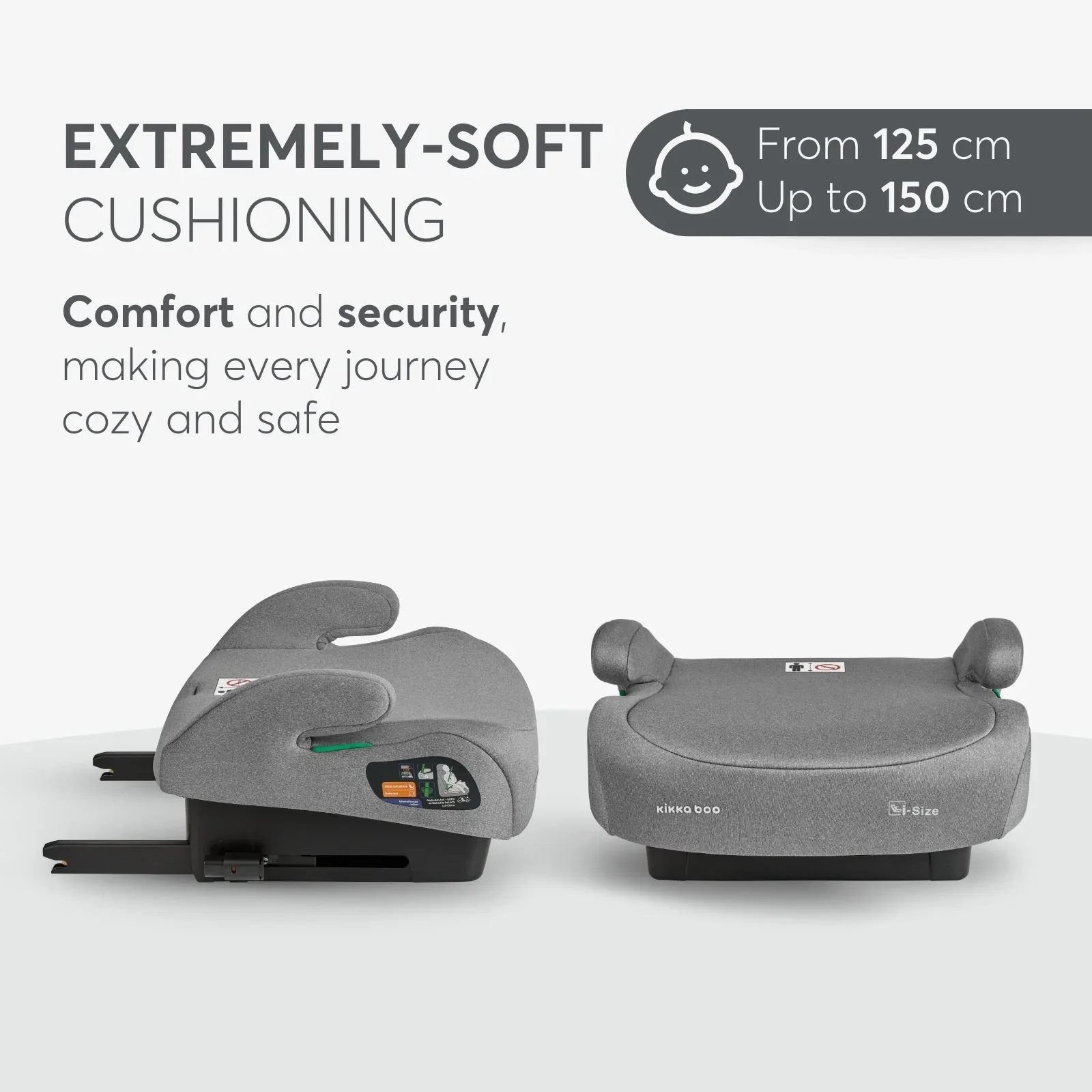 KikkaBoo® Car seat i-Tip i-SIZE (125-150 cm) Light Grey - Image 5