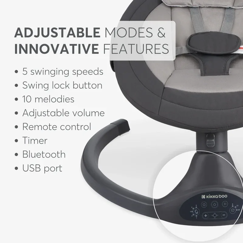 KikkaBoo® Electrical side-to-side swing Codie Dark Grey 2025 - Image 8