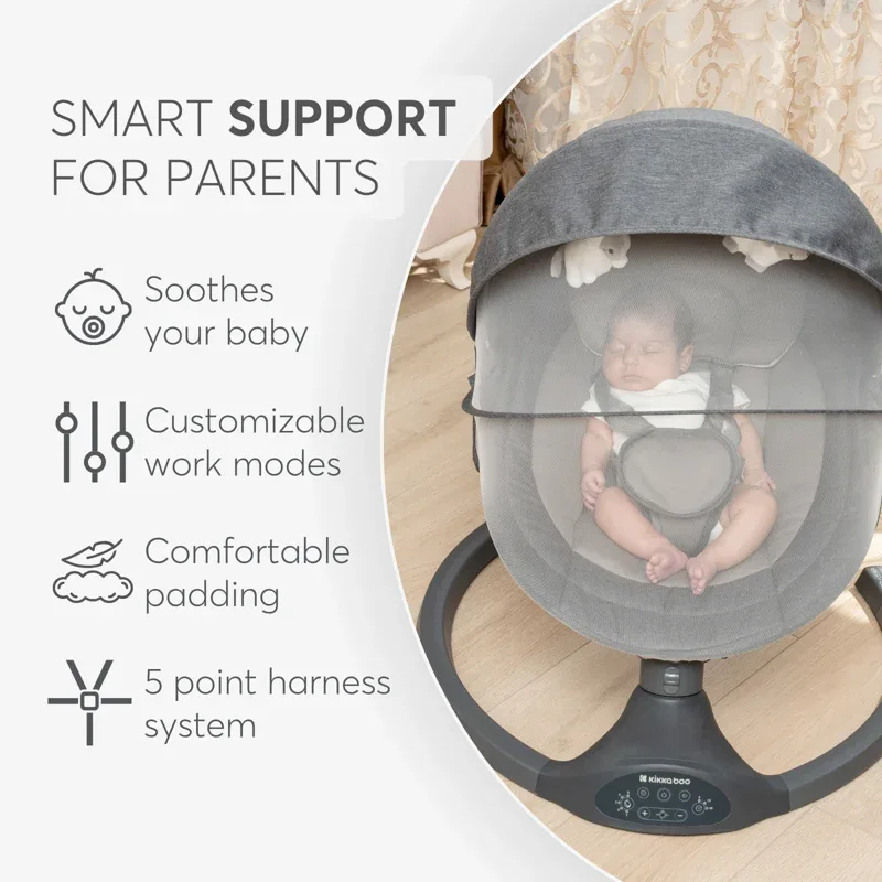 KikkaBoo® Electrical side-to-side swing Codie Light Grey 2025 - Image 4