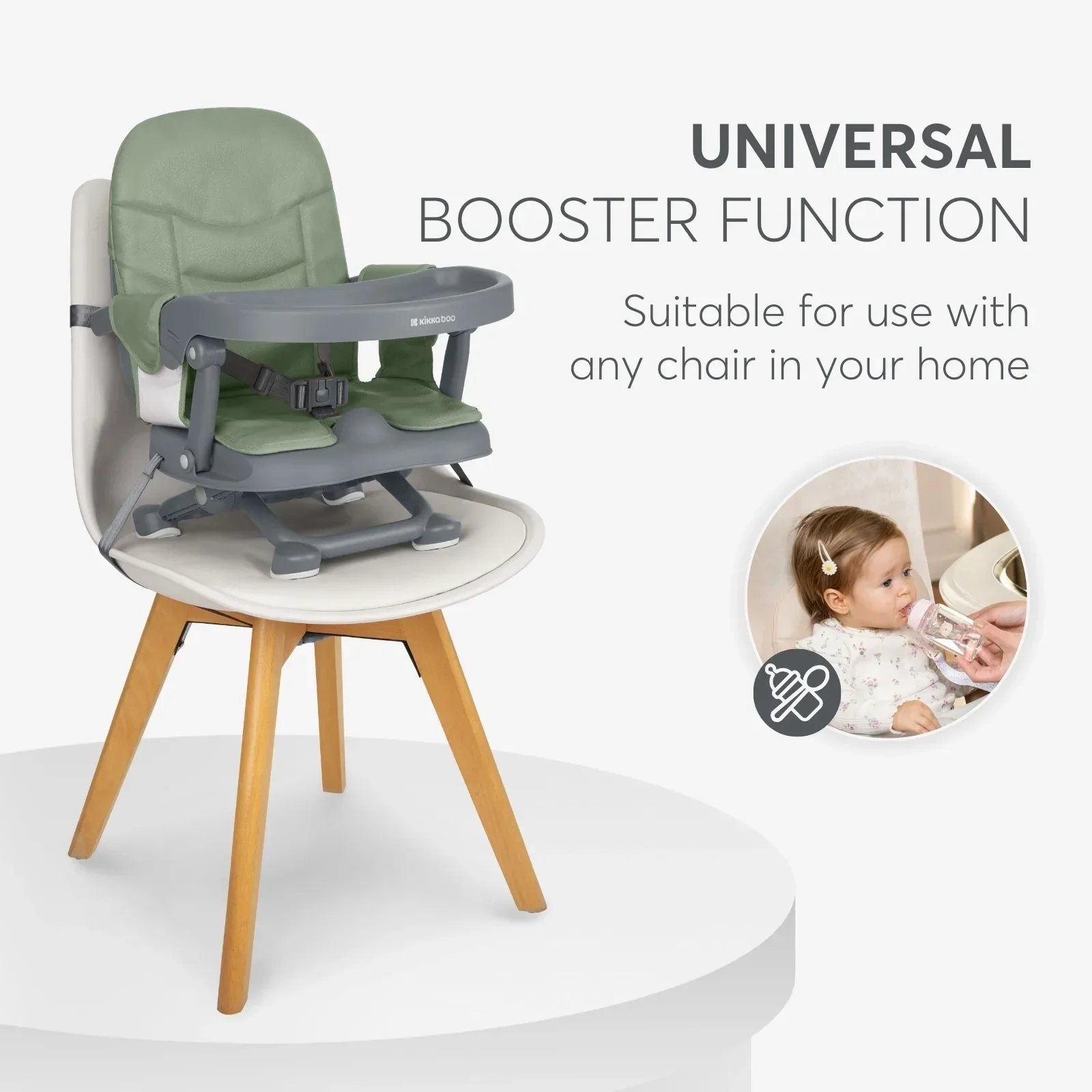 KikkaBoo® Feeding booster seat Pappo Army Green - Image 5