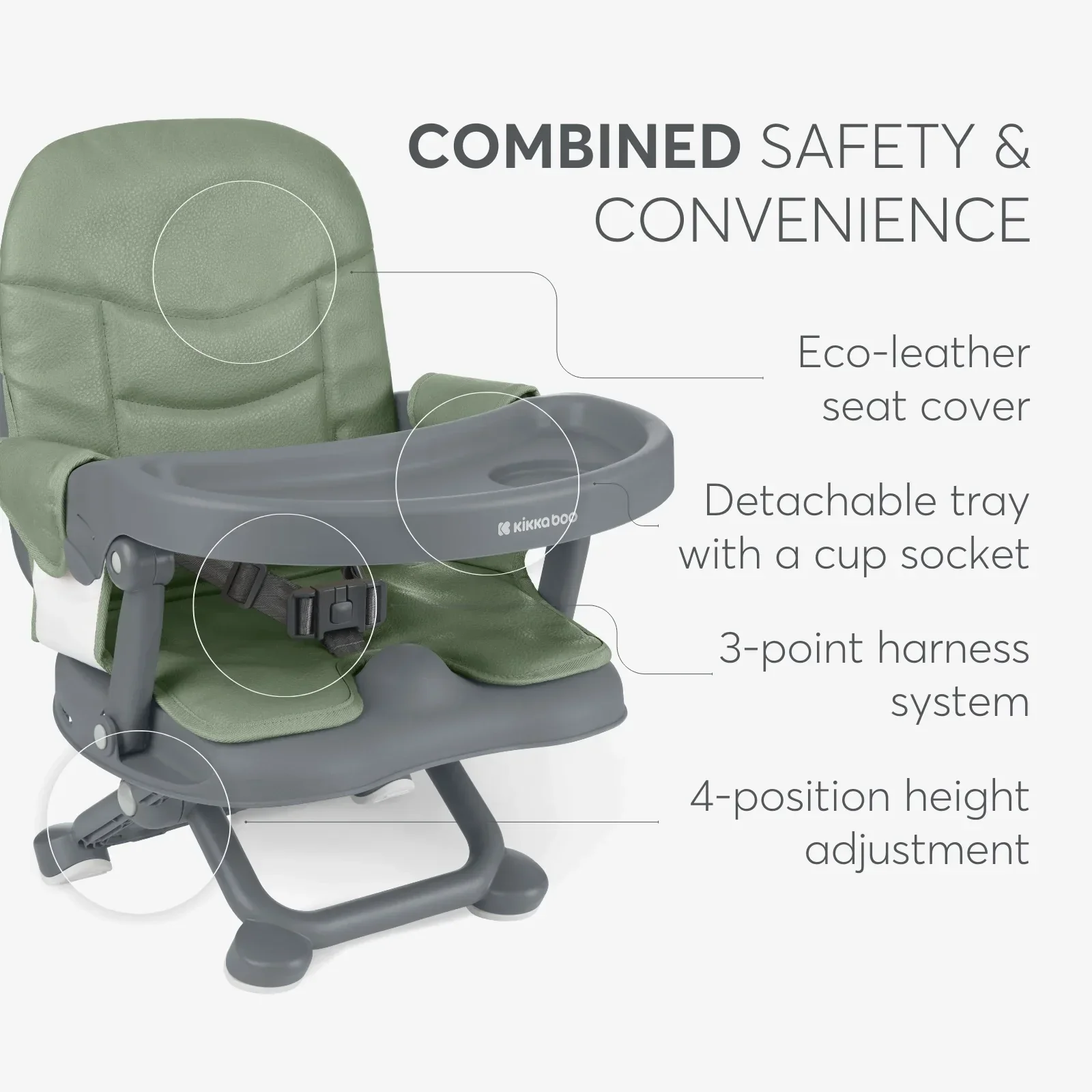 KikkaBoo® Feeding booster seat Pappo Army Green - Image 6