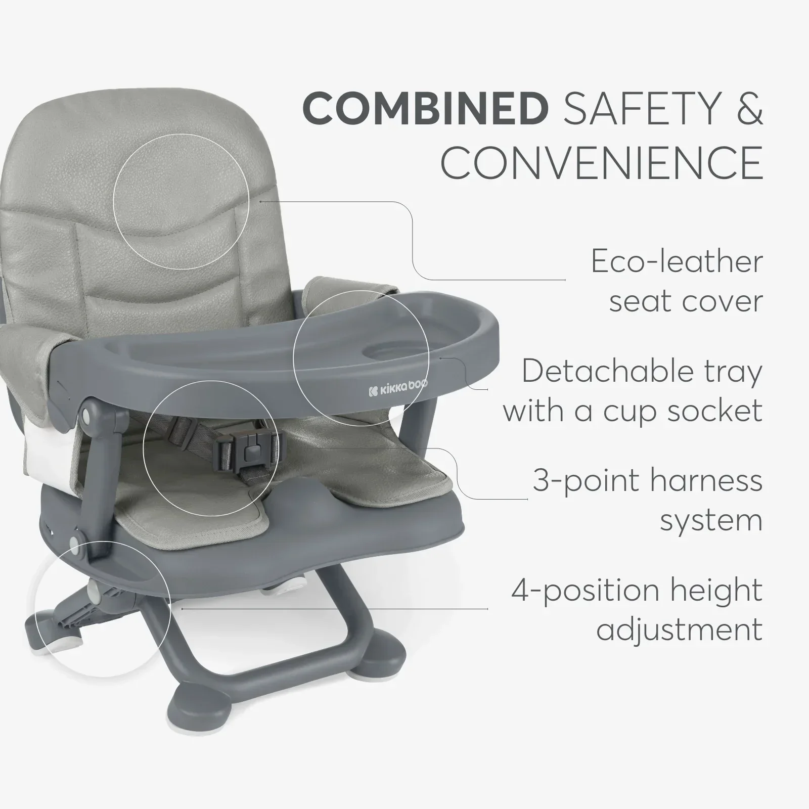 KikkaBoo® Feeding booster seat Pappo Grey - Image 6