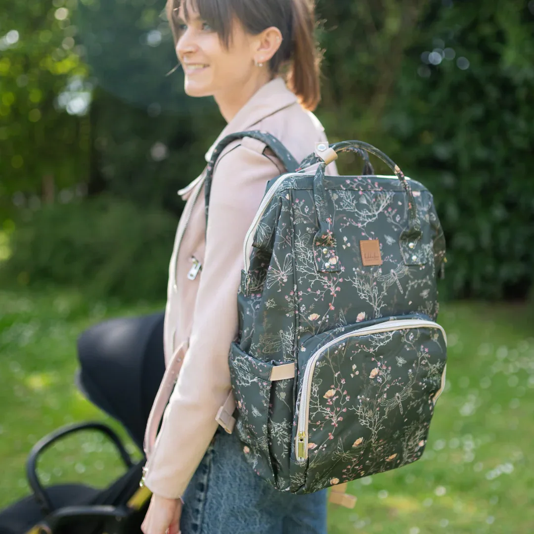KikkaBoo® Mama bag Siena Luxe Secret Garden Deep Green - Image 11