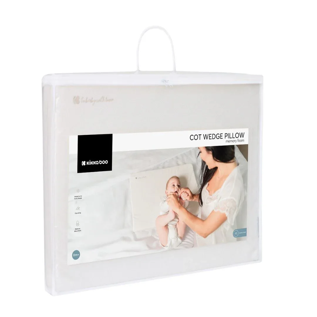 KikkaBoo® Memory Foam Cot Wedge Pillow Airknit White - Image 3