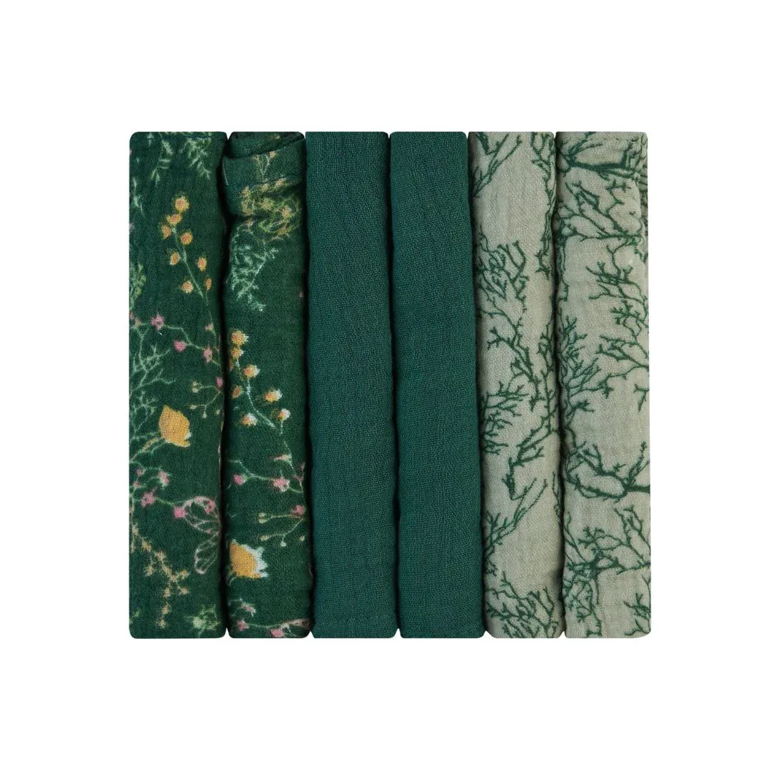 KikkaBoo® Muslin cloth set 6 pcs 30x30 cm Secret Garden Green - Image 5