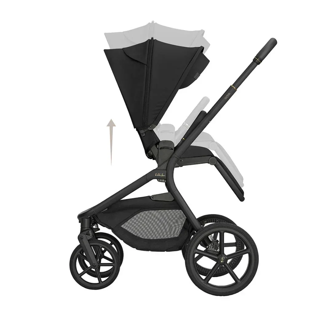 KikkaBoo® Platinum 4in1 Stroller Goya + i-Class i-SIZE Car Seat (40-87 cm) + i-Class 360 Rotating Isofix Base Noir - Image 8