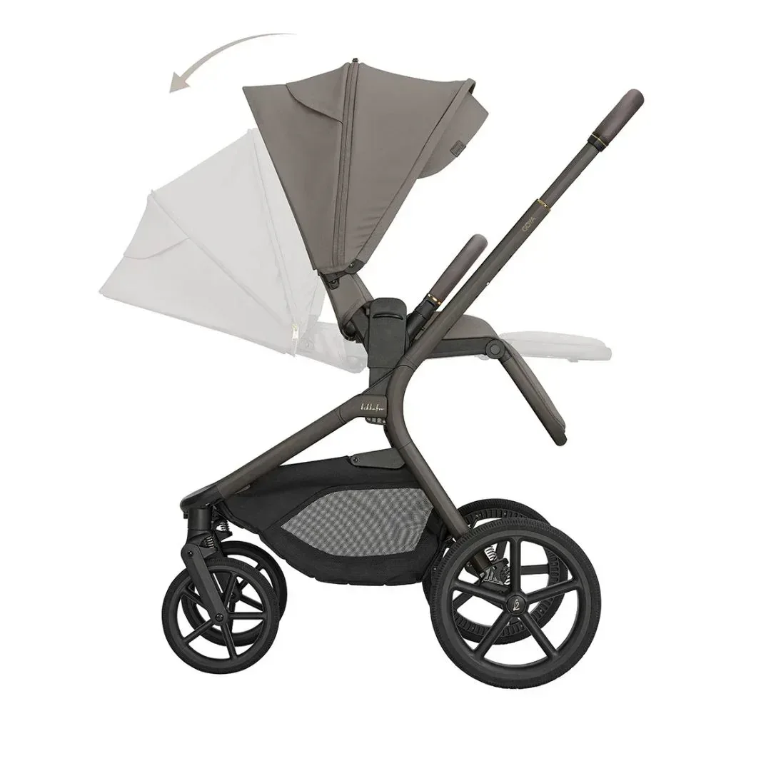 KikkaBoo® Platinum 4in1 Stroller Goya Mocca + i-Class i-SIZE Car Seat (40-87 cm) Noir + i-Class 360 Rotating Isofix Base - Image 7