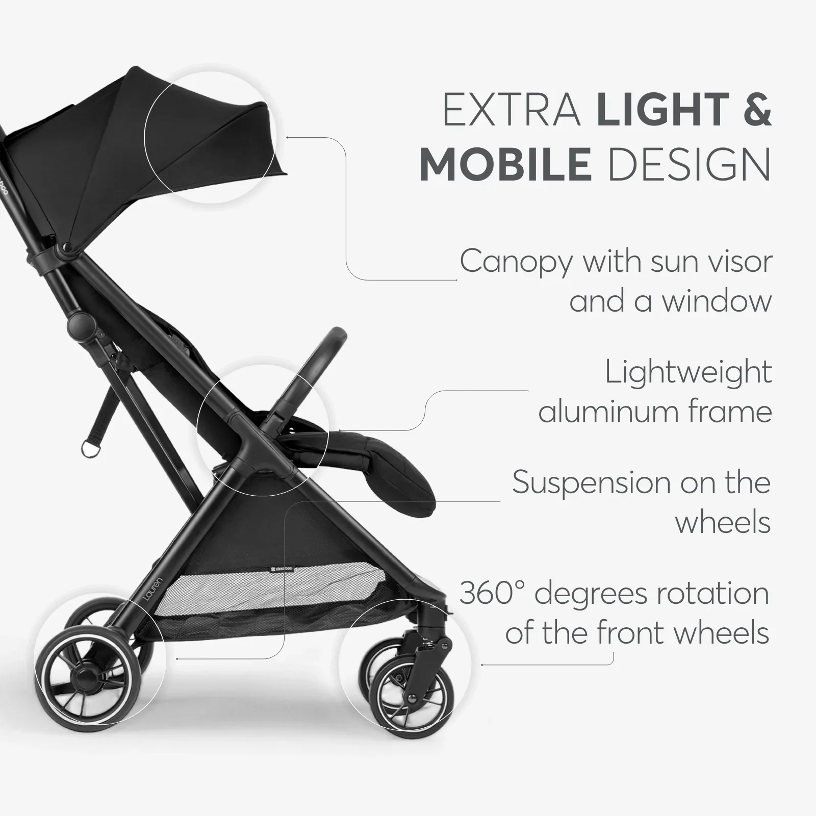 KikkaBoo® Pushchair Lauren Black 2025 - Image 5