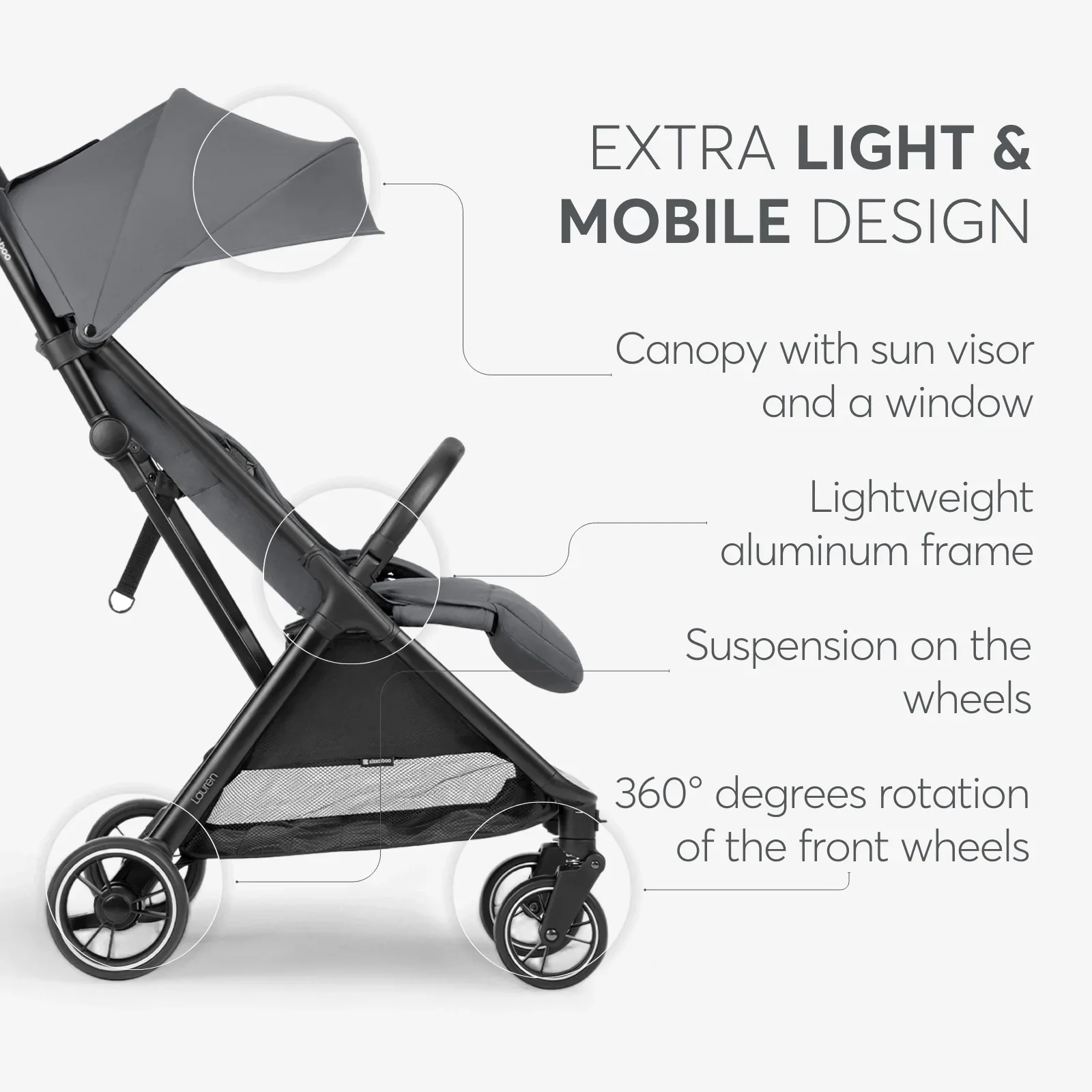 KikkaBoo® Pushchair Lauren Grey 2025 - Image 4