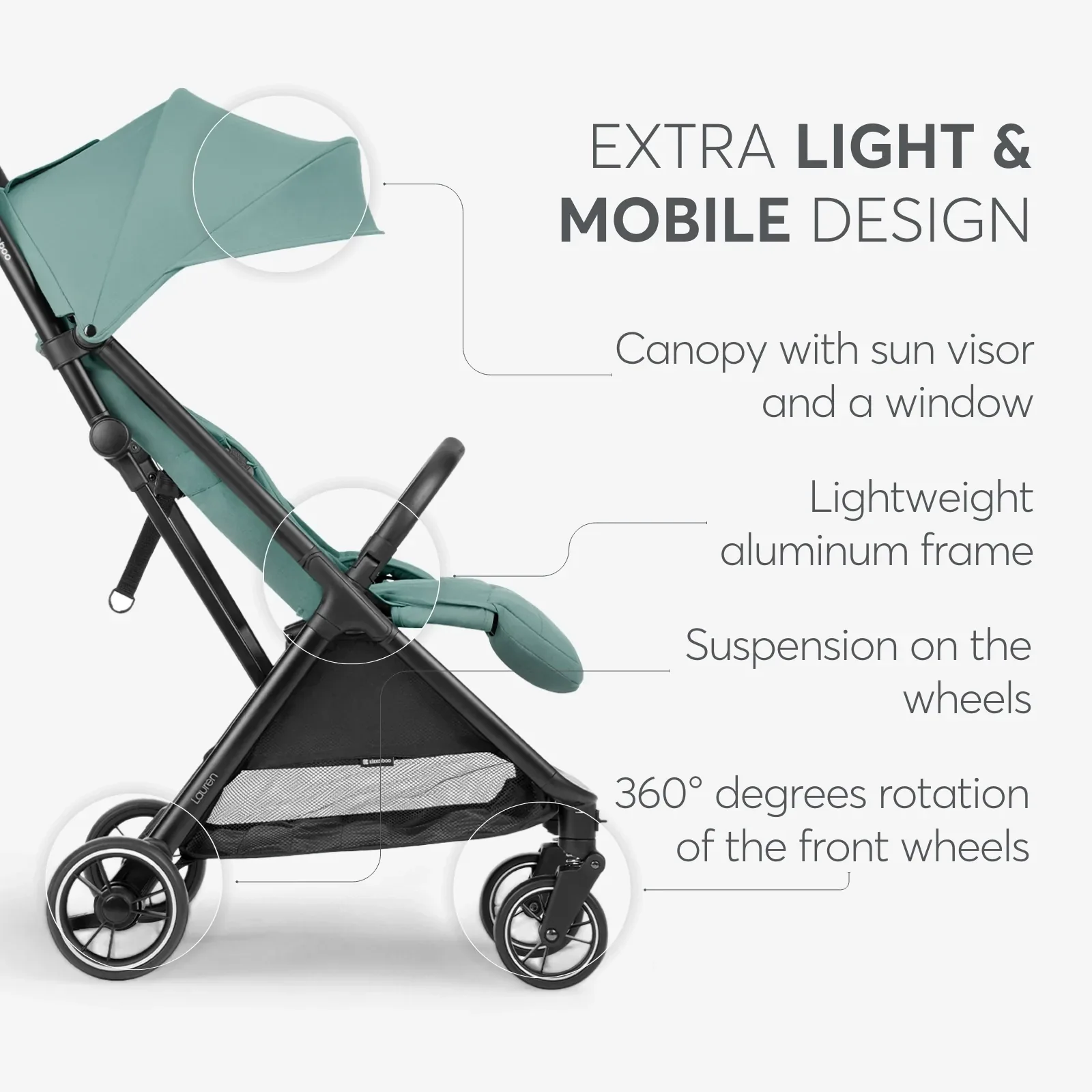 KikkaBoo® Pushchair Lauren Mint 2025 - Image 4