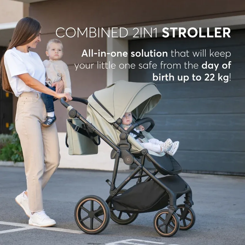 KikkaBoo® Stroller 2in1 with carrycot Thea Army Green - Image 12