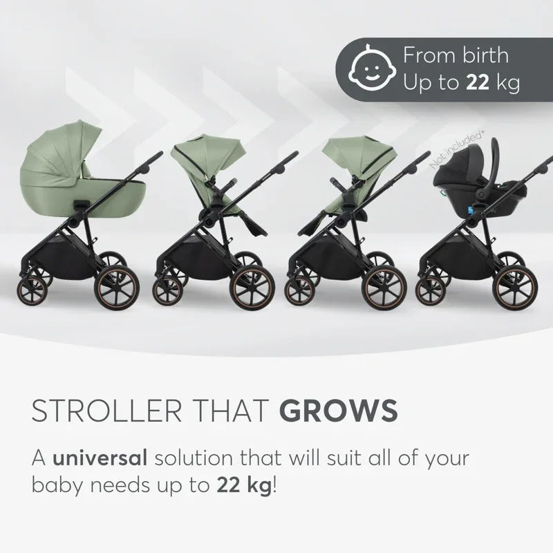 KikkaBoo® Stroller 2in1 with carrycot Thea Army Green - Image 7