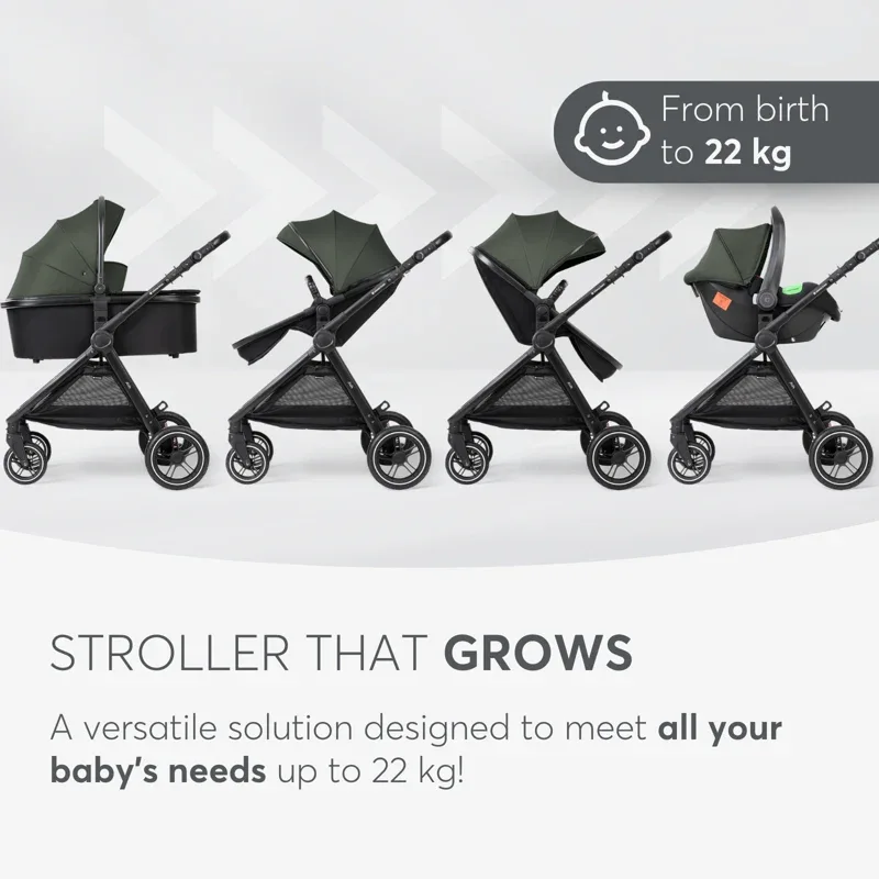 KikkaBoo® Stroller with carrycot 3v1 Ava Army Green - Image 18