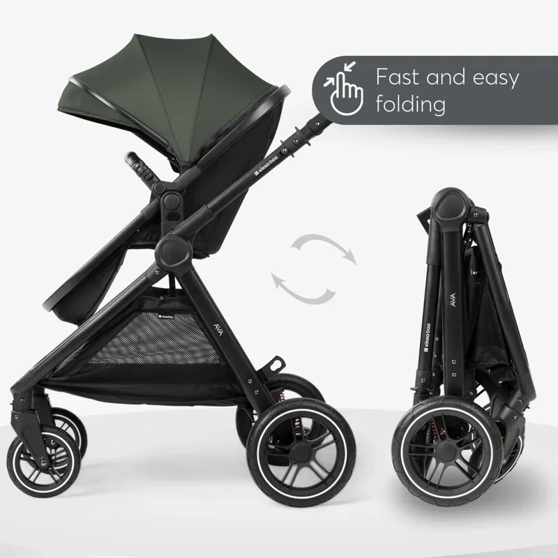 KikkaBoo® Stroller with carrycot 3v1 Ava Army Green - Image 7