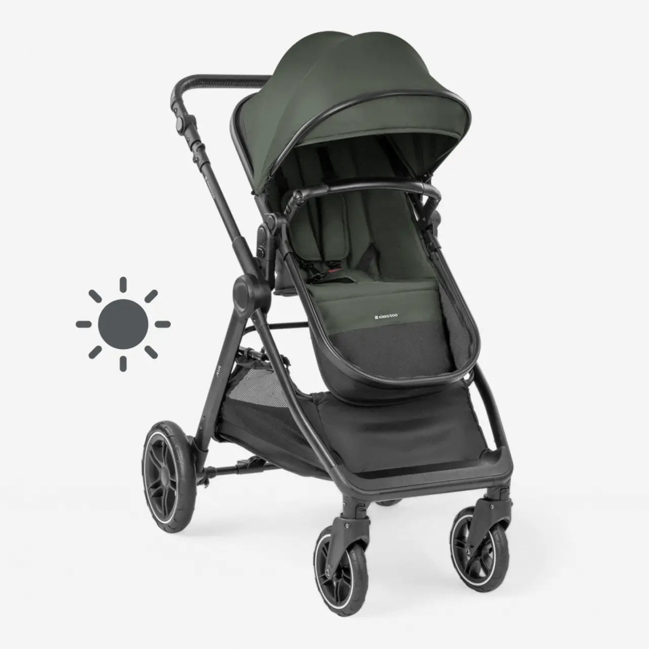 KikkaBoo® Stroller with carrycot 3v1 Ava Army Green - Image 8