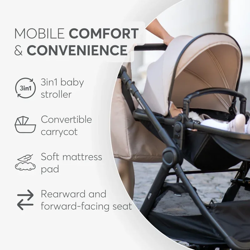 KikkaBoo® Stroller with carrycot 3v1 Ava Beige - Image 8