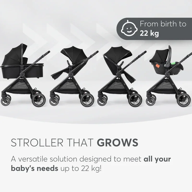 KikkaBoo® Stroller with carrycot 3v1 Ava Black - Image 10