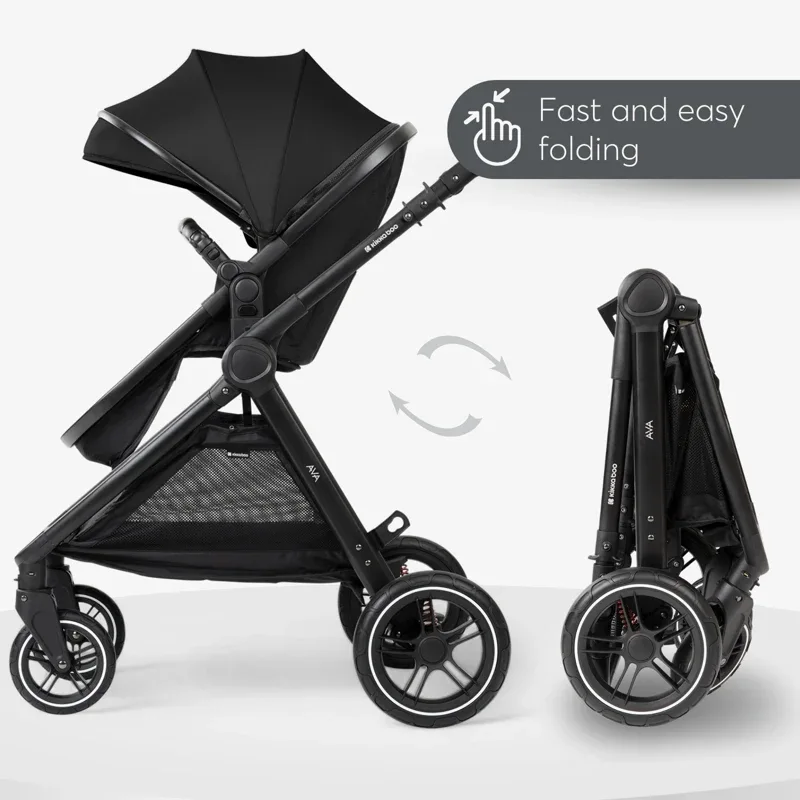 KikkaBoo® Stroller with carrycot 3v1 Ava Black - Image 9