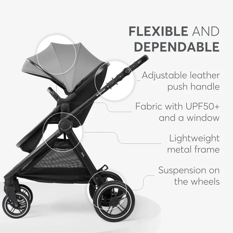 KikkaBoo® Stroller with carrycot 3v1 Ava Grey - Image 4
