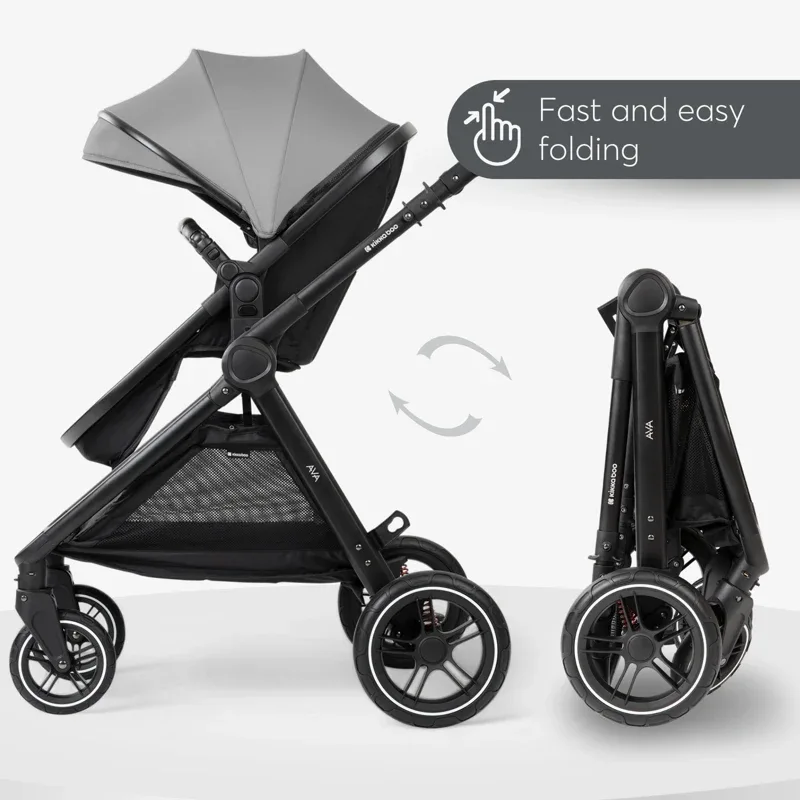KikkaBoo® Stroller with carrycot 3v1 Ava Grey - Image 5