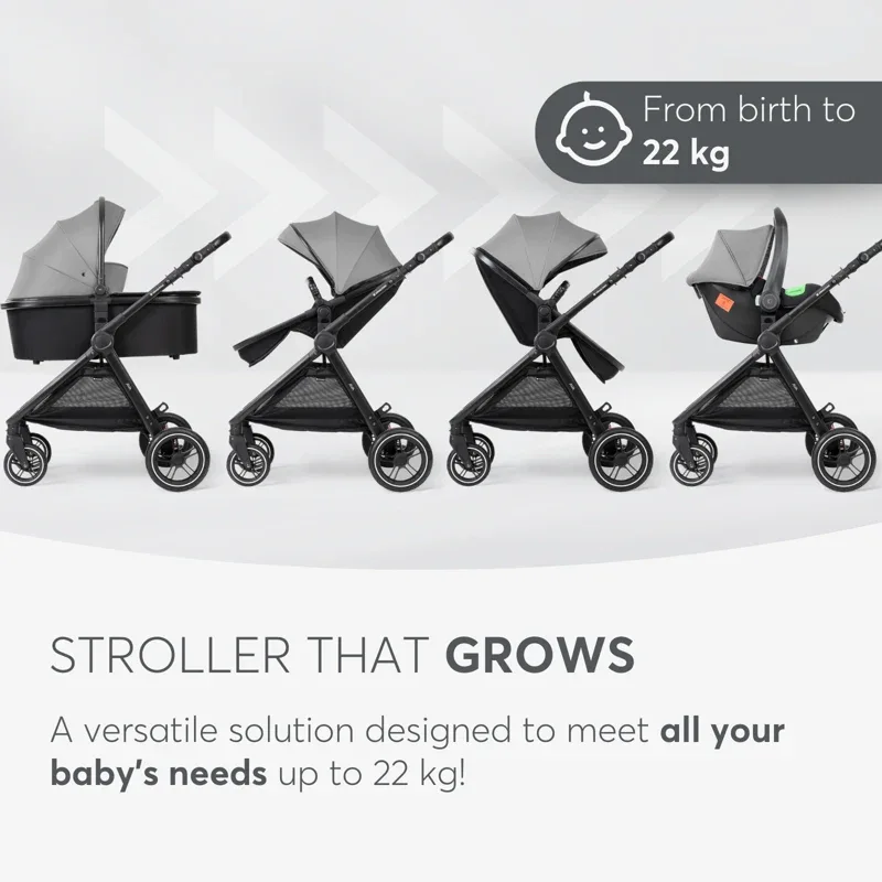KikkaBoo® Stroller with carrycot 3v1 Ava Grey - Image 6
