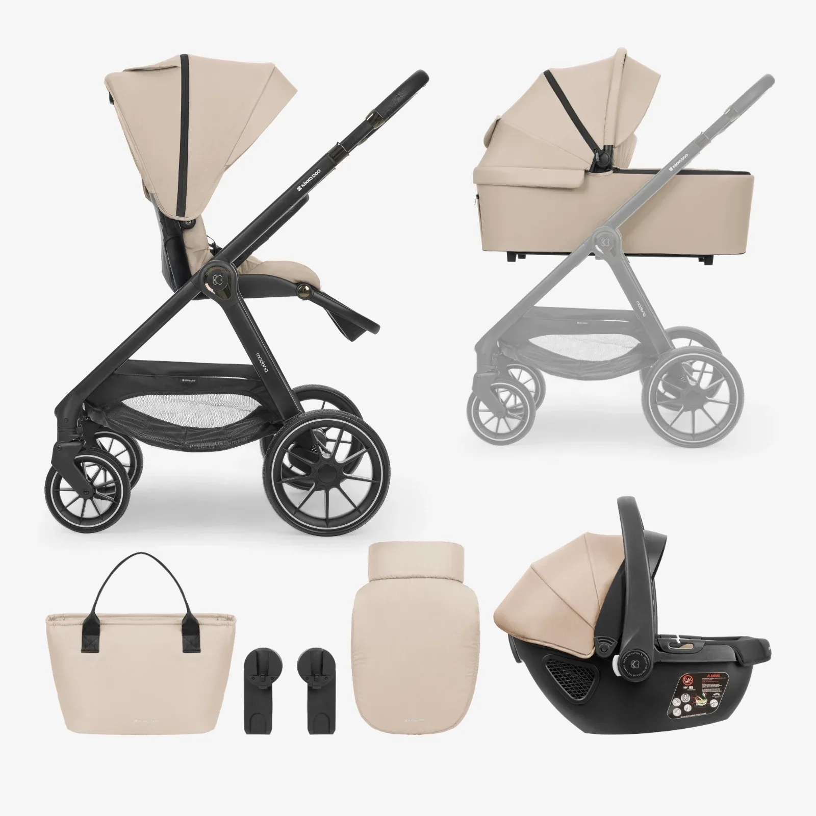 KikkaBoo® Stroller with carrycot 3v1 Modena Beige