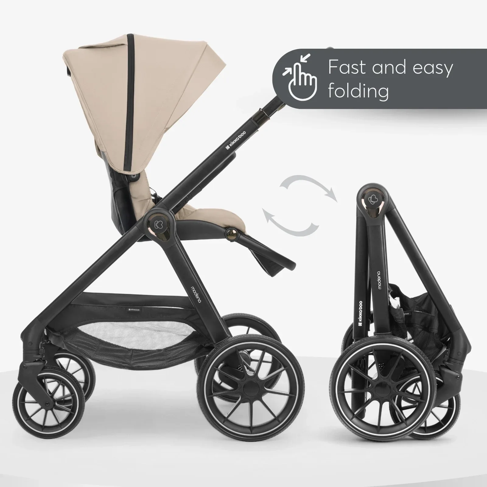KikkaBoo® Stroller with carrycot 3v1 Modena Beige - Image 6