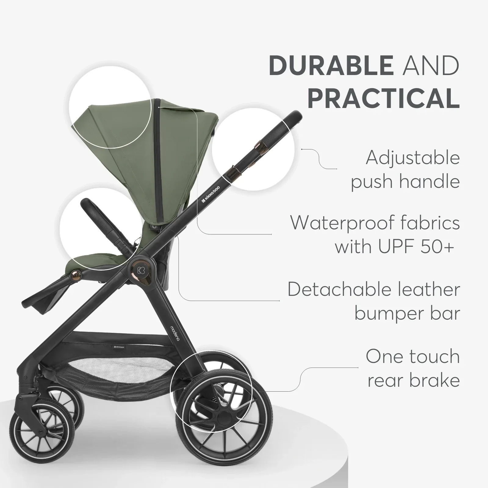 KikkaBoo® Stroller with carrycot 3v1 Modena Black - Image 3